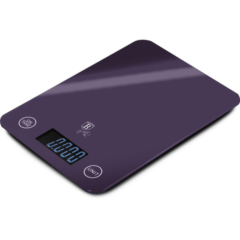 BH/9364, Báscula de cocina digital de vidrio capacidad 5 kg, violeta, báscula de cocina, eléctrica, batería, báscula de cocina digital, báscula