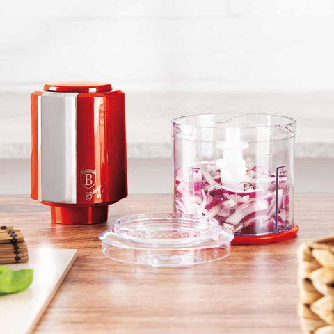  BH/9380, Picadora 2 en 1, color burdeos, roja, mini picadora, eléctrica, picadora, picadora de alimentos, picadora de verduras, picadora de ajo, utensilios de cocina, rebanadora y picadora