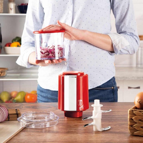  BH/9380, Picadora 2 en 1, color burdeos, roja, mini picadora, eléctrica, picadora, picadora de alimentos, picadora de verduras, picadora de ajo, utensilios de cocina, rebanadora y picadora