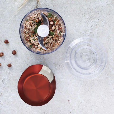  BH/9380, Picadora 2 en 1, color burdeos, roja, mini picadora, eléctrica, picadora, picadora de alimentos, picadora de verduras, picadora de ajo, utensilios de cocina, rebanadora y picadora