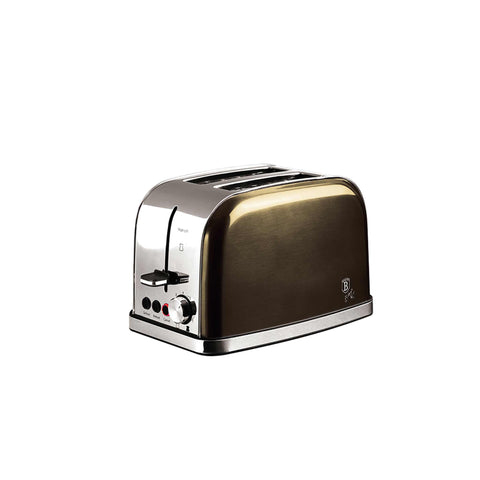 Product image of Toaster. Part of the Metallic Line Shiny Black Edition . Features: • Material: stainless steel housing • 220-240V 50/60Hz 750-850W • Size: 29*18*18,5 cm • Length of power cord: 75 cm • Color: metallic black. (Studio view). Official Berlinger Haus product, boosted by Promintra sl.
