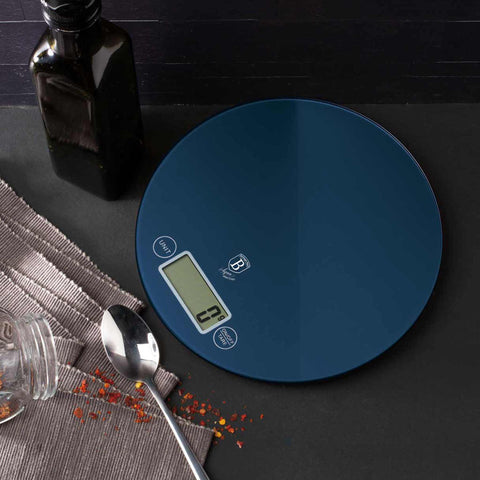  BH/9427, Báscula de cocina digital de vidrio, capacidad 5 kg, color aguamarina, azul, báscula de cocina, redonda, eléctrica/batería, báscula de cocina digital redonda, báscula, utensilios de cocina