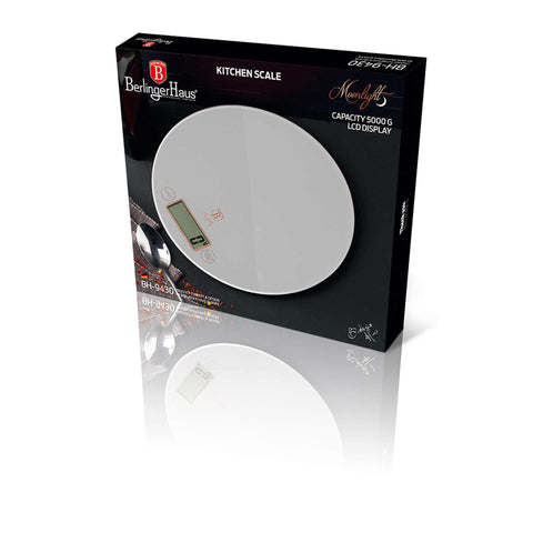  BH/9430, Báscula de cocina digital de vidrio, capacidad 5 kg, Gris, Báscula de cocina, Redonda, Eléctrica/Batería, Báscula de cocina digital redonda, Báscula, Aparatos de cocina