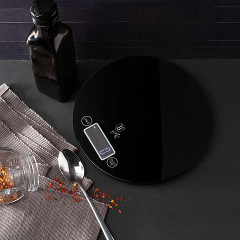  BH/9435, Báscula de cocina digital de vidrio con capacidad de 5 kg, color negro, redonda, eléctrica/a pilas, báscula de cocina digital redonda, báscula, utensilios de cocina