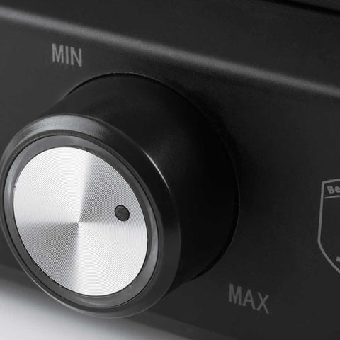 Product image of Waffle maker Belgian size. Part of the Black Rose Collection . Features: • Power: 1500W • Voltage: 220-240 V, 50/60Hz • Plate size: 22,5*13 cm • NON-STICK coating on plate • Color: black- rose gold. (Studio view). Official Berlinger Haus product, boosted by Promintra sl.