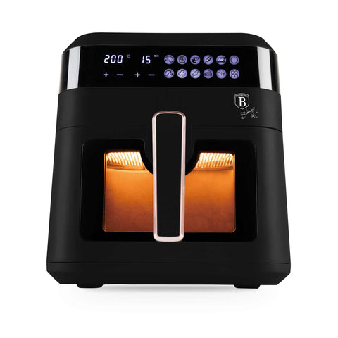  BH/9446, Freidora de aire de 6,3 L con ventana visible, color negro y oro rosa, eléctrica, digital, sin aceite, con ventana, electrodomésticos de cocina