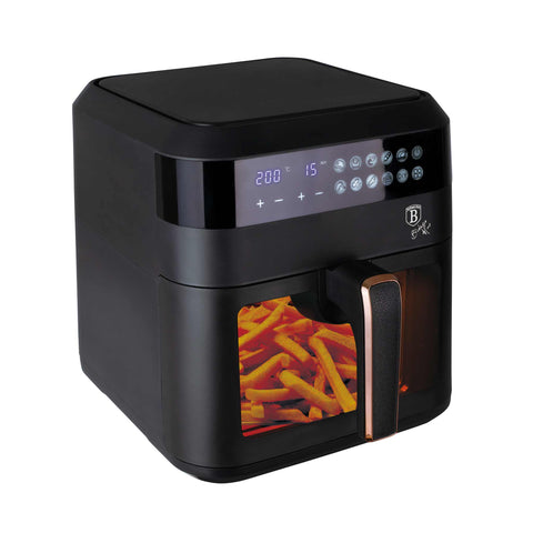  BH/9446, Freidora de aire de 6,3 L con ventana visible, color negro y oro rosa, eléctrica, digital, sin aceite, con ventana, electrodomésticos de cocina