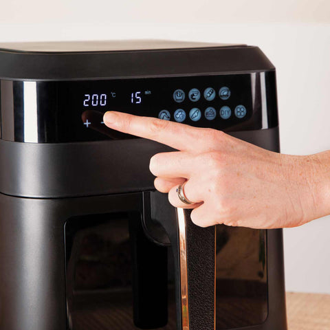  BH/9446, Freidora de aire de 6,3 L con ventana visible, color negro y oro rosa, eléctrica, digital, sin aceite, con ventana, electrodomésticos de cocina