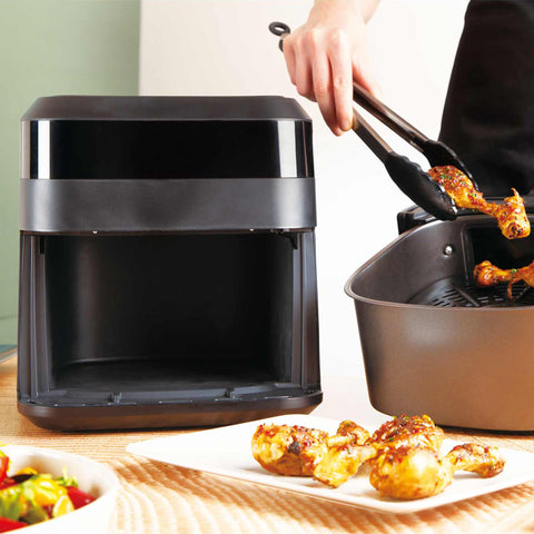  BH/9446, Freidora de aire de 6,3 L con ventana visible, color negro y oro rosa, eléctrica, digital, sin aceite, con ventana, electrodomésticos de cocina