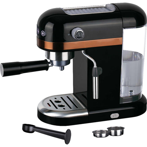 Cafetera eléctrica, cafetera espresso con espumador de leche, eléctrica, cafetera espresso, negra, oro rosa, BH/9462