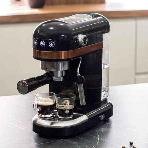  BH/9462, Cafetera digital espresso, Negra, Oro rosa, Cafetera espresso, Eléctrica, Cafetera eléctrica, Cafetera espresso con espumador de leche, Electrodomésticos, Cafetera