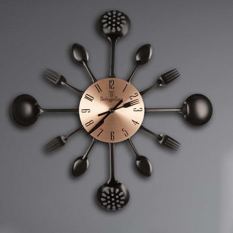 Reloj de pared de cocina, eléctrico, a batería, reloj de pared de cocina, negro, oro rosa, BH/9479