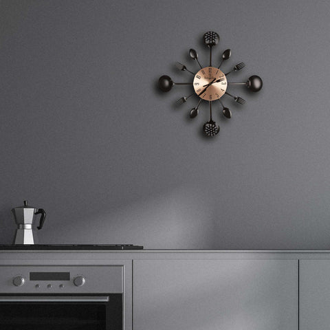  BH/9479, Reloj de pared para cocina, Negro, Oro rosa, Eléctrico/Batería