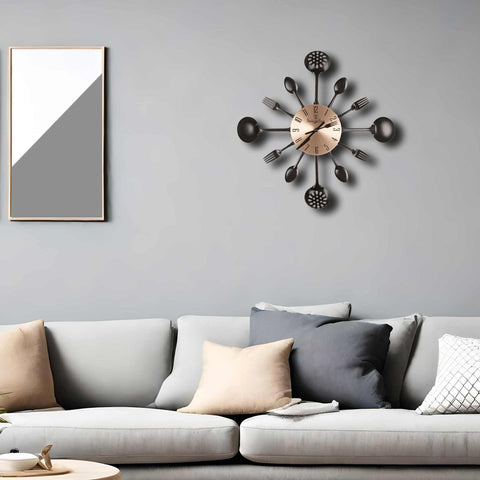  BH/9479, Reloj de pared para cocina, Negro, Oro rosa, Eléctrico/Batería