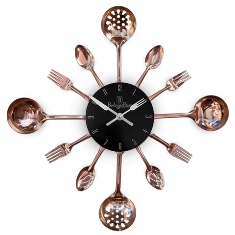  BH/9480, Reloj de pared para cocina, Negro, Oro rosa, Eléctrico/Batería