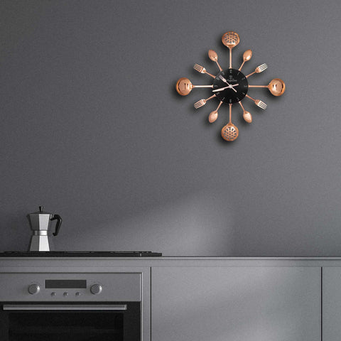  BH/9480, Reloj de pared para cocina, Negro, Oro rosa, Eléctrico/Batería