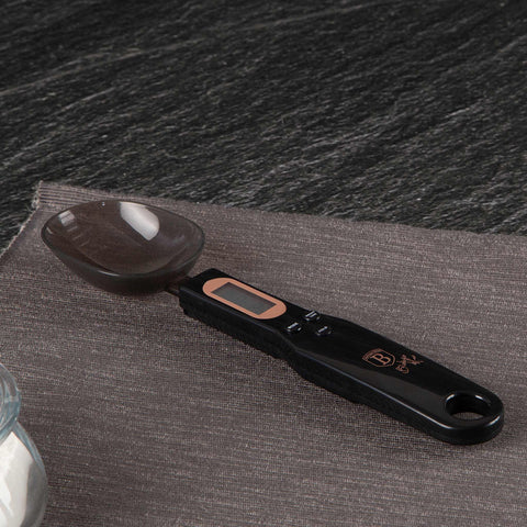 BH/9493, Báscula digital de cuchara, negra, oro rosa, báscula de cuchara, eléctrica/batería, báscula, utensilios de cocina, báscula de cocina