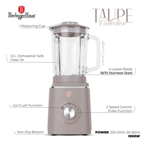 Batidora De Mesa Con Jarra De Cristal De 1,5L 1000W