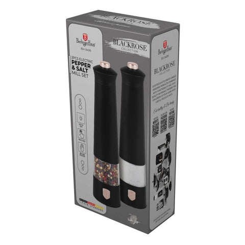  BH/9499, Juego de 2 molinillos eléctricos de sal y pimienta, negro y oro rosa, juego de molinillos de sal y pimienta, eléctrico/a pilas, juego de molinillos eléctricos de sal y pimienta, juego de molinillos de sal y pimienta, utensilios de cocina, molinillo de sal y pimienta