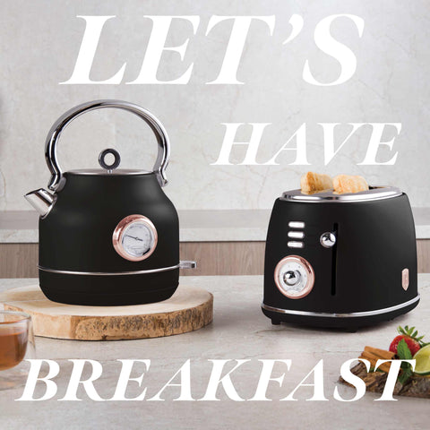  BH/9513, Hervidor eléctrico con termómetro, Negro, Oro rosa, Hervidor eléctrico k., Eléctrico