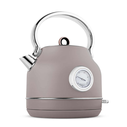 Product image of Electric kettle with thermometer. Part of the Taupe Collection . Features: • Material: 18/10 stainless steel • Capacity: 1,7L • Voltage: 220-240V,50/60Hz • Power: 2200W • Size: 26*20*28 cm • Length of power cord: 75 cm • C.... (Studio view). Official Berlinger Haus product, boosted by Promintra sl.