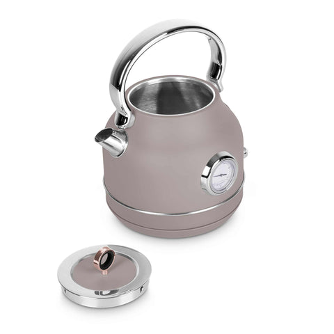 Product image of Electric kettle with thermometer. Part of the Taupe Collection . Features: • Material: 18/10 stainless steel • Capacity: 1,7L • Voltage: 220-240V,50/60Hz • Power: 2200W • Size: 26*20*28 cm • Length of power cord: 75 cm • C.... (Studio view). Official Berlinger Haus product, boosted by Promintra sl.