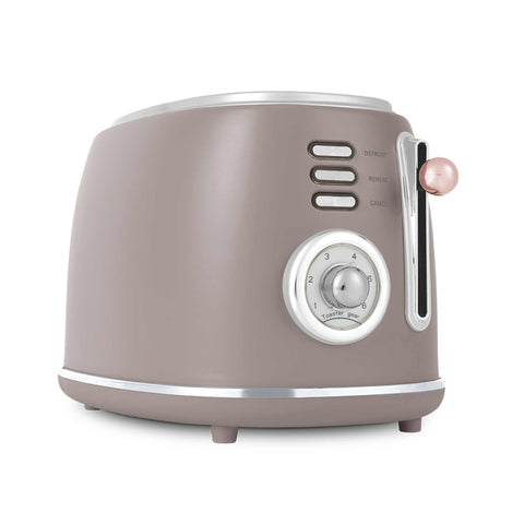 Product image of Toaster. Part of the Taupe Collection . Features: • Material: metal, aluminium • Voltage: 220-240 V, 50/60Hz • Power: 850W • Length of power cord: 80 cm • Color: matt taupe. (Studio view). Official Berlinger Haus product, boosted by Promintra sl.