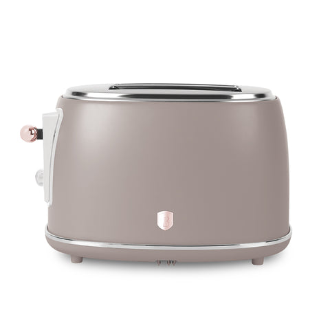 Product image of Toaster. Part of the Taupe Collection . Features: • Material: metal, aluminium • Voltage: 220-240 V, 50/60Hz • Power: 850W • Length of power cord: 80 cm • Color: matt taupe. (Studio view). Official Berlinger Haus product, boosted by Promintra sl.
