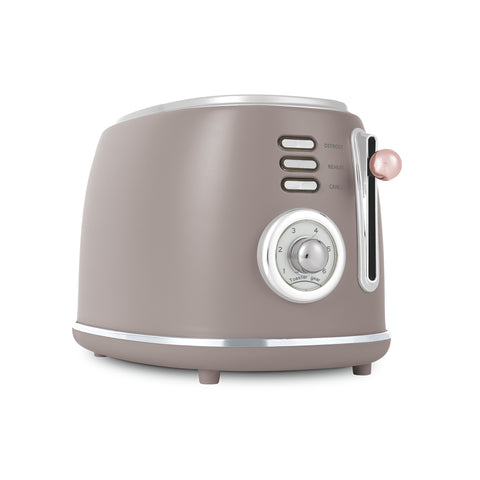Product image of Toaster. Part of the Taupe Collection . Features: • Material: metal, aluminium • Voltage: 220-240 V, 50/60Hz • Power: 850W • Length of power cord: 80 cm • Color: matt taupe. (Studio view). Official Berlinger Haus product, boosted by Promintra sl.