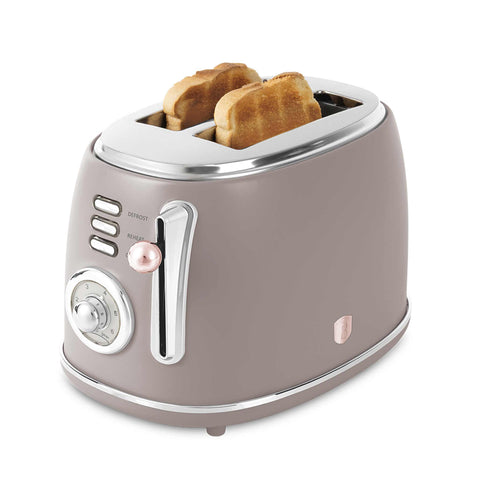 Product image of Toaster. Part of the Taupe Collection . Features: • Material: metal, aluminium • Voltage: 220-240 V, 50/60Hz • Power: 850W • Length of power cord: 80 cm • Color: matt taupe. (Studio view). Official Berlinger Haus product, boosted by Promintra sl.