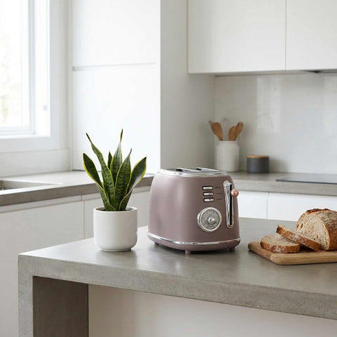 Product image of Toaster. Part of the Taupe Collection . Features: • Material: metal, aluminium • Voltage: 220-240 V, 50/60Hz • Power: 850W • Length of power cord: 80 cm • Color: matt taupe. (Studio view). Official Berlinger Haus product, boosted by Promintra sl.