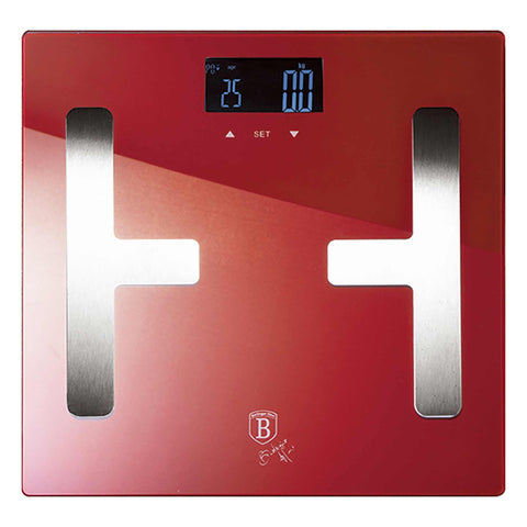 Báscula de baño digital, báscula de grasa corporal, eléctrica, batería, báscula de baño de grasa corporal, burdeos, rojo, RENEW, BH/9104, BH/9527