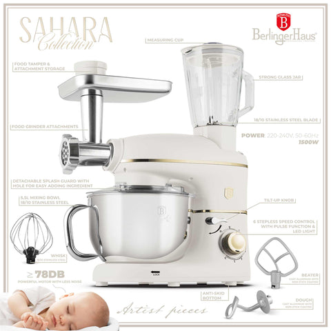  BH/9532, Robot de cocina multifunción 4 en 1, Crema mate, robot de cocina, multiusos, eléctrico, batidora de pie, robot de cocina, electrodomésticos de cocina