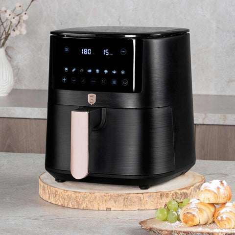 BH/9537, Freidora de aire de 5 l, negra, oro rosa, eléctrica, digital, sin aceite, electrodomésticos de cocina