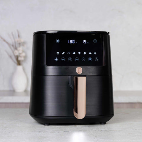 BH/9537, Freidora de aire de 5 l, negra, oro rosa, eléctrica, digital, sin aceite, electrodomésticos de cocina