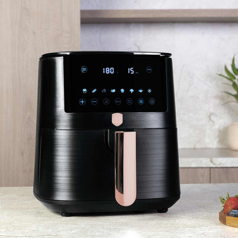 BH/9537, Freidora de aire de 5 l, negra, oro rosa, eléctrica, digital, sin aceite, electrodomésticos de cocina
