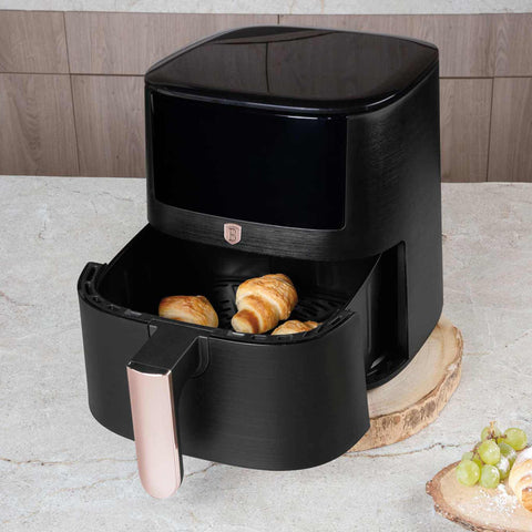 BH/9537, Freidora de aire de 5 l, negra, oro rosa, eléctrica, digital, sin aceite, electrodomésticos de cocina