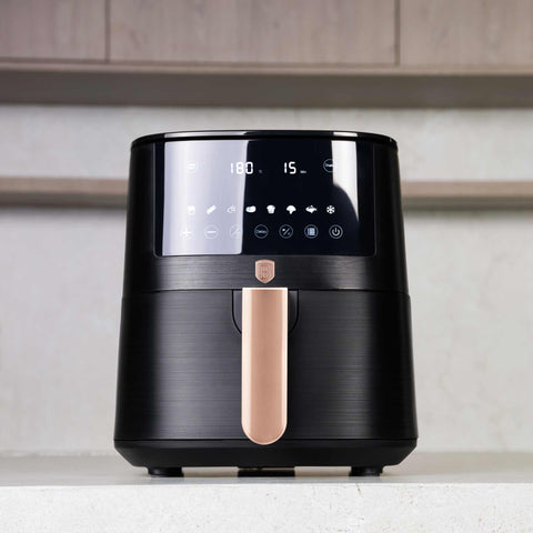 BH/9537, Freidora de aire de 5 l, negra, oro rosa, eléctrica, digital, sin aceite, electrodomésticos de cocina
