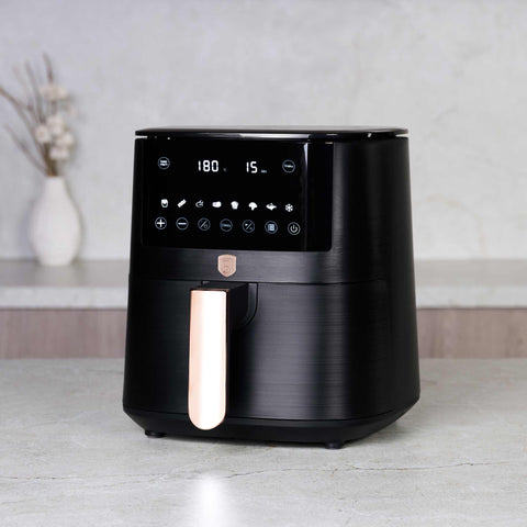 BH/9537, Freidora de aire de 5 l, negra, oro rosa, eléctrica, digital, sin aceite, electrodomésticos de cocina