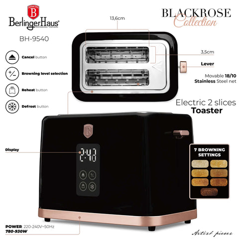  BH/9540, Hervidor eléctrico y tostadora, Negro, Oro rosa, Eléctrico, Hervidor eléctrico, Tostadora, Hervidor y tostadora, Electrodomésticos de cocina, Hervidor