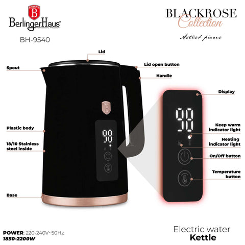  BH/9540, Hervidor eléctrico y tostadora, Negro, Oro rosa, Eléctrico, Hervidor eléctrico, Tostadora, Hervidor y tostadora, Electrodomésticos de cocina, Hervidor