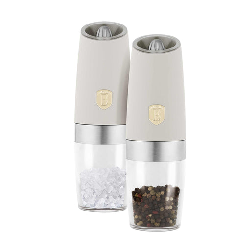 BH/9542, Juego de 2 molinillos de sal y pimienta por gravedad, crema mate, juego de molinillos de sal y pimienta d., eléctrico/a batería, juego de molinillos de sal y pimienta por gravedad, juego de molinillos de sal y pimienta eléctricos, juego de molinillos de sal y pimienta