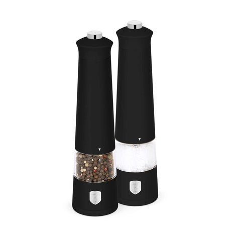 BH/9543, Juego de 2 molinillos eléctricos de sal y pimienta, negro mate, juego de molinillos de sal y pimienta, eléctrico/batería, juego de molinillos eléctricos de sal y pimienta, juego de molinillos de sal y pimienta, utensilios de cocina, molinillo de sal y pimienta
