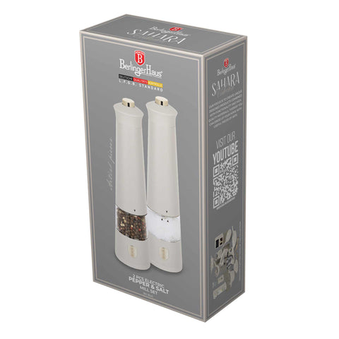 BH/9545, Juego de 2 molinillos eléctricos de sal y pimienta, crema mate, juego de molinillos de sal y pimienta, eléctrico, batería, juego de molinillos eléctricos de sal y pimienta, juego de molinillos de sal y pimienta, Berlinger Haus, Promintra, caja de regalo, concepto, estilo de vida