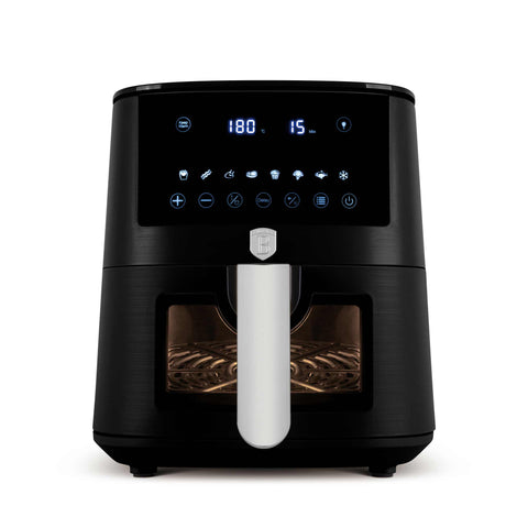  BH/9557, Freidora de aire de 5 l con ventana visible, color negro mate, eléctrica, digital, sin aceite, con ventana, electrodomésticos