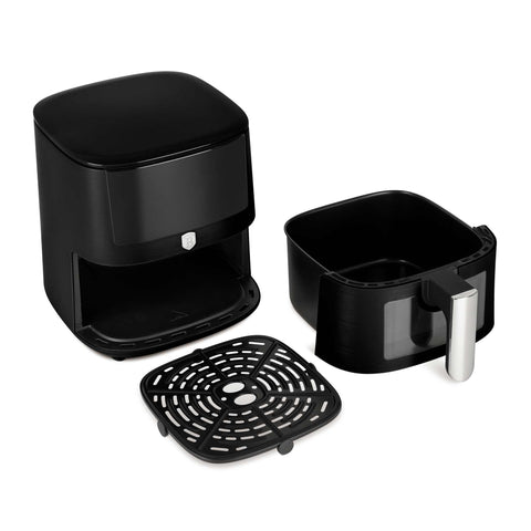  BH/9557, Freidora de aire de 5 l con ventana visible, color negro mate, eléctrica, digital, sin aceite, con ventana, electrodomésticos