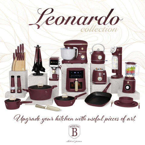 Product image of 6in1 hand blender set. Part of the Leonardo Collection . Features: • Material: stainless steel, plastic • Voltage: 220-240V 50-60Hz • Power: 800W • Include: • Ice-crush blender head • Chopper bowl 500 ml • Measurin.... (Studio view). Official Berlinger Haus product, boosted by Promintra sl.