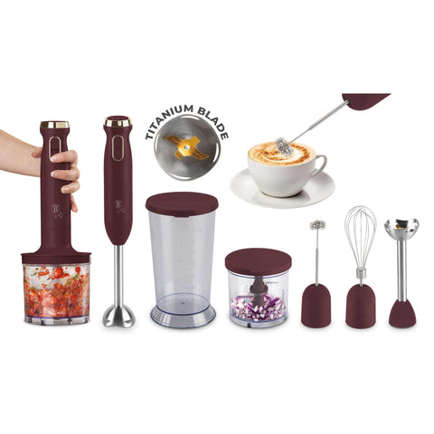 BH/9563, batidora de mano 6 en 1, Matt Bordeaux, batidora de mano eléctrica, batidora de inmersión, batidora de mano con soporte, electrodomésticos de cocina, batidora de mano