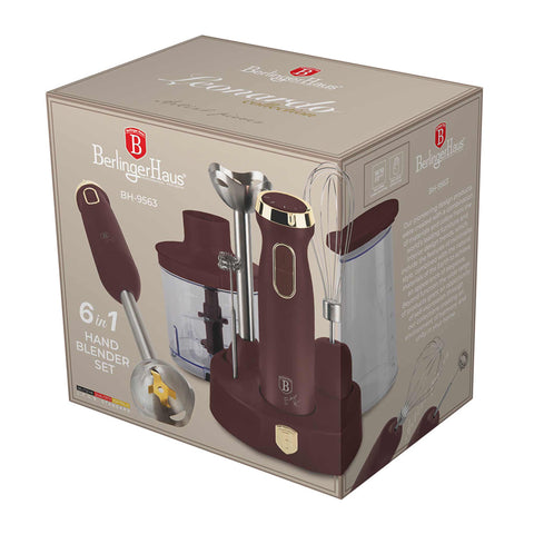 BH/9563, batidora de mano 6 en 1, Matt Bordeaux, batidora de mano eléctrica, batidora de inmersión, batidora de mano con soporte, electrodomésticos de cocina, batidora de mano