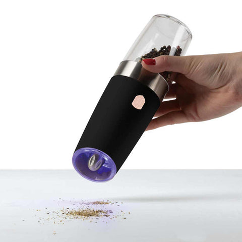 BH/9571, Juego de 2 molinillos de sal y pimienta por gravedad, negro y oro rosa, juego de molinillos de sal y pimienta, eléctrico/a pilas, juego de molinillos de sal y pimienta por gravedad, juego de molinillos de sal y pimienta eléctricos, juego de molinillos de sal y pimienta